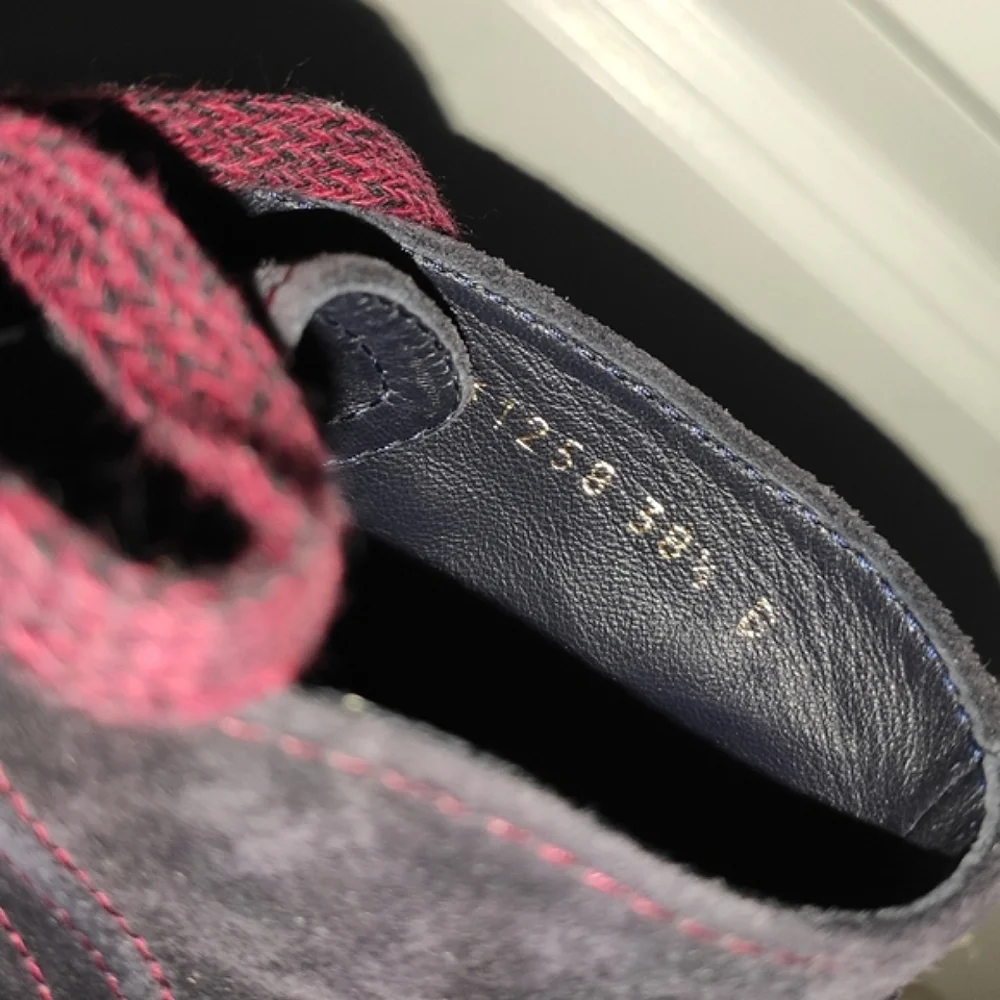 CHANEL Blueberry Blue Suede Wedge Boots 38.5
